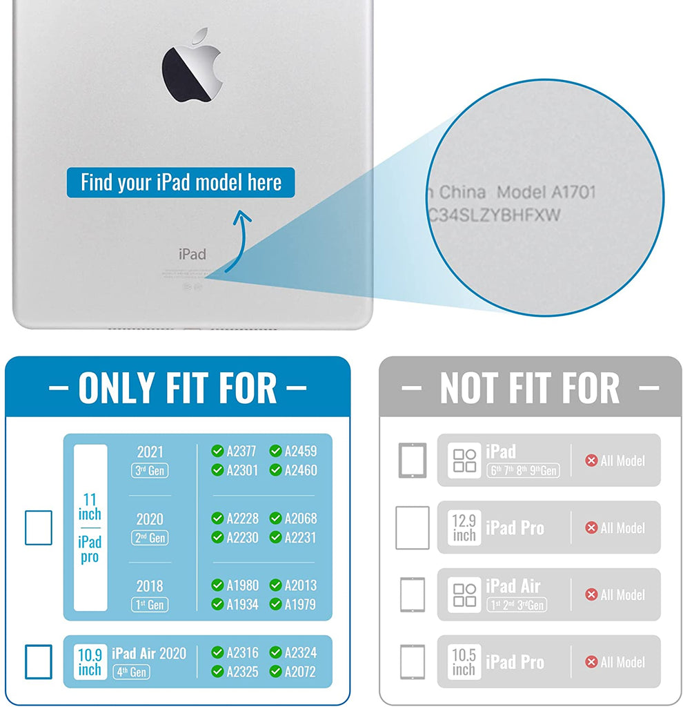 iPad Air 4 Air 5 10.9'& Pro 11' 2021/2022 Keyboard Case with 360 Screen Rotate