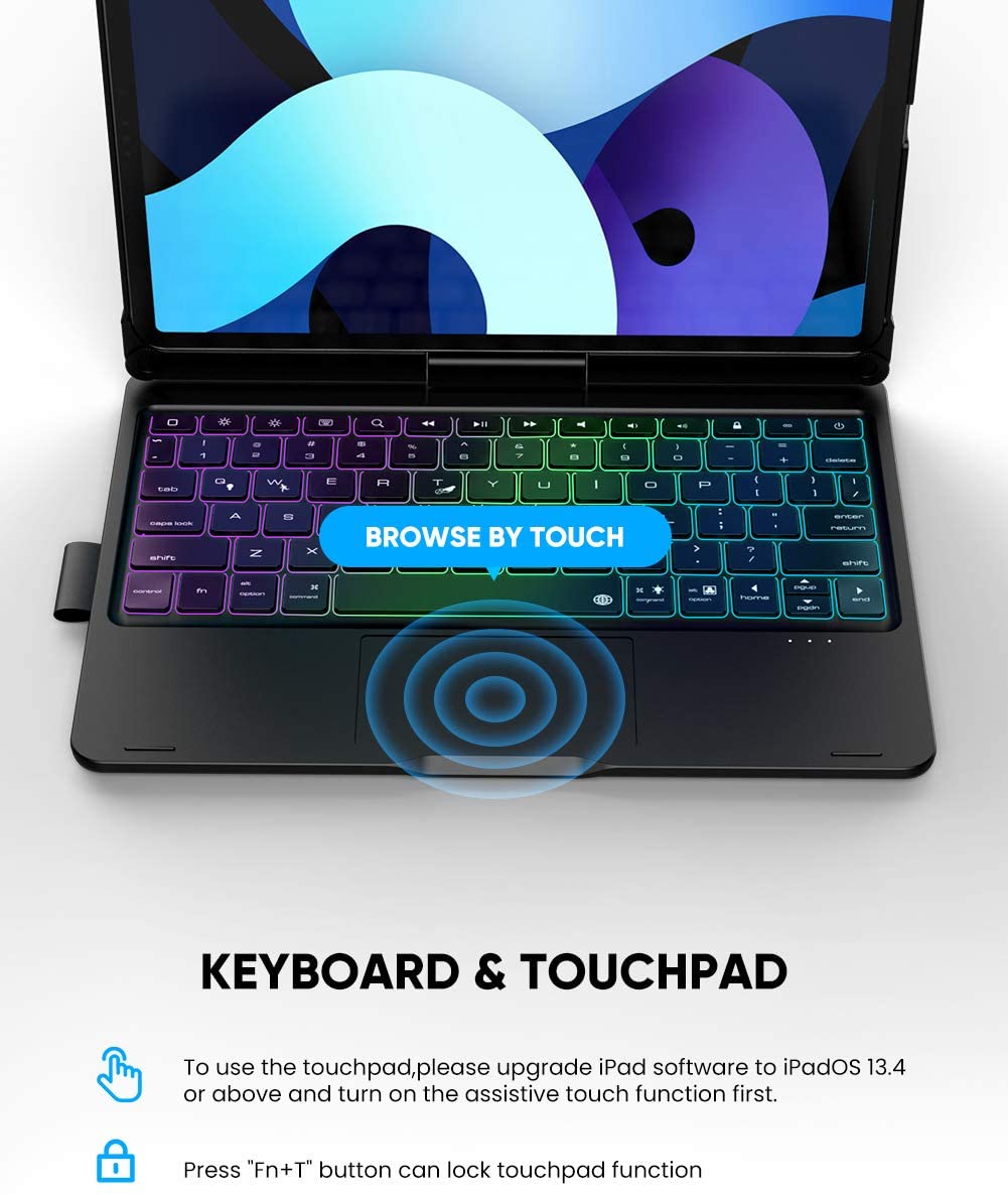 iPad Air 4 Air 5 10.9'& Pro 11' 2021/2022 Keyboard Case with 360 Screen Rotate