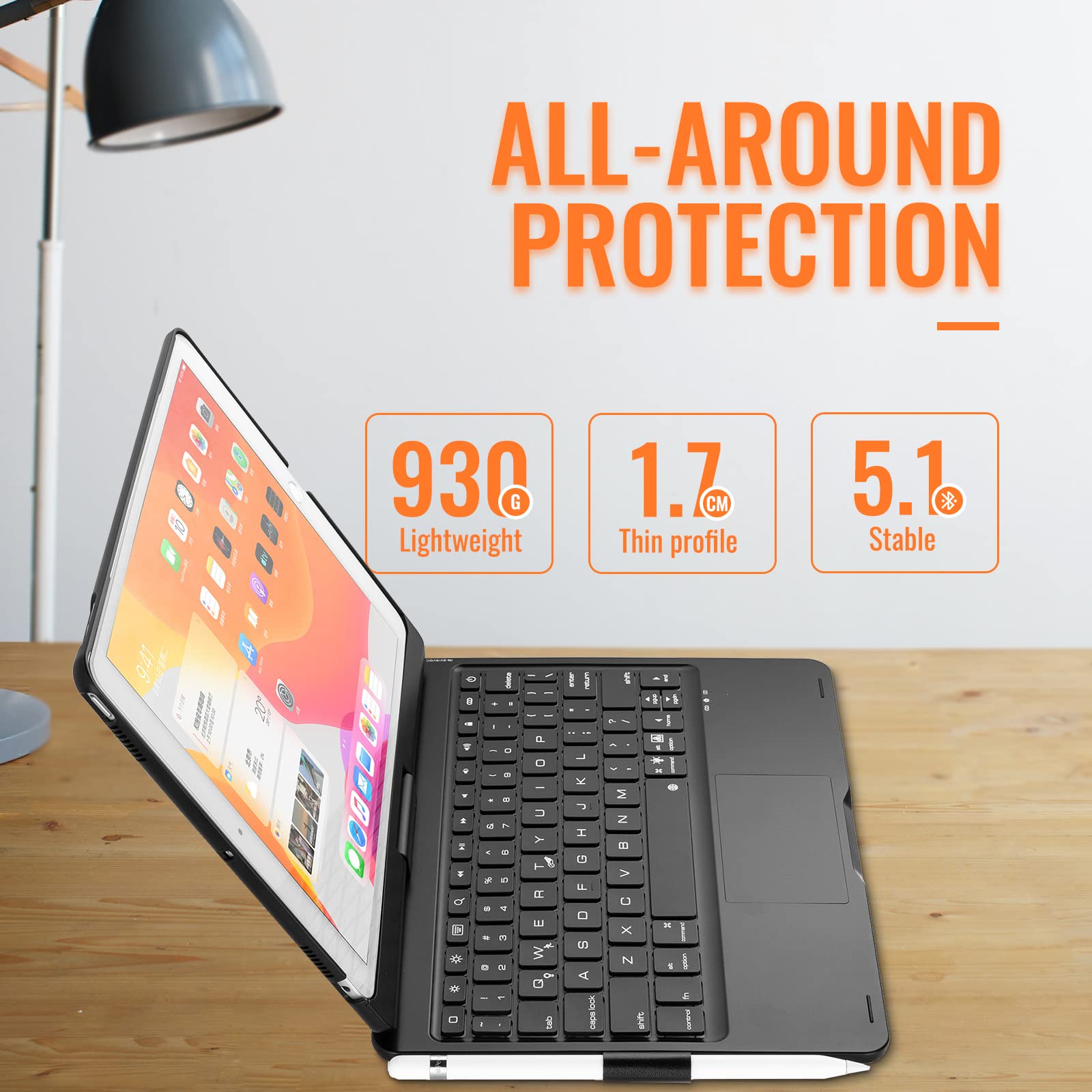 iPad Keyboard Case for iPad 7/8/9th Gen 10.2 Air 3rd 10.5 with 360 Screen Rotate