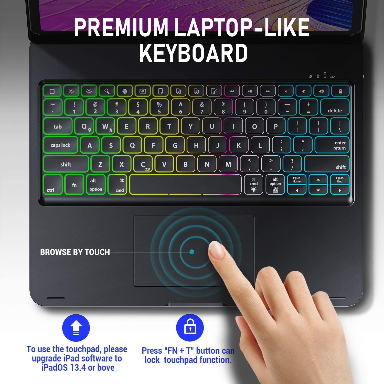 iPad Pro 3rd 4th 5th 6th Gen 12.9' Keyboard Case for with 360 Screen Rotate