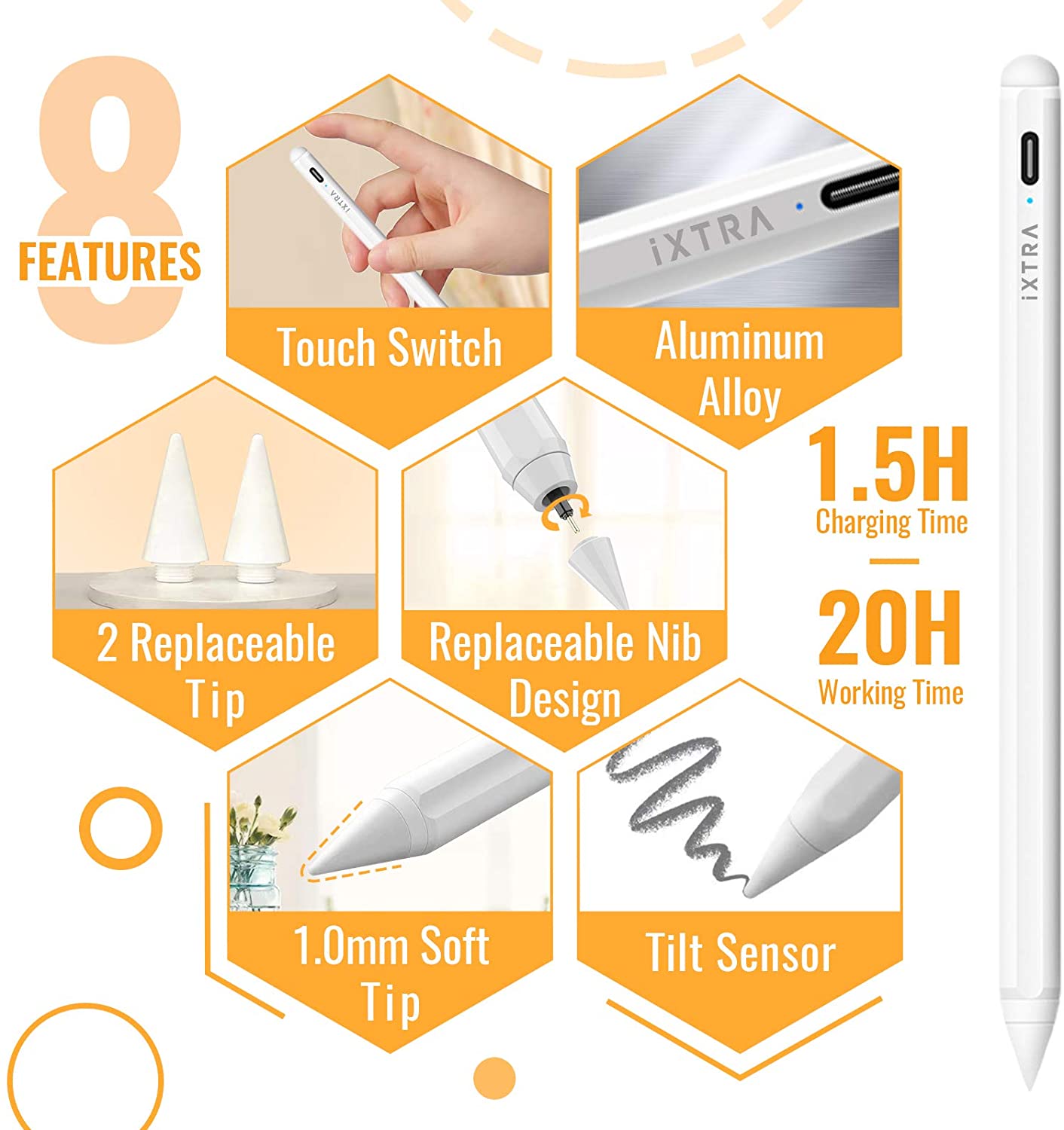 Capacitive Stylus Pen for iPad with Palm Rejection