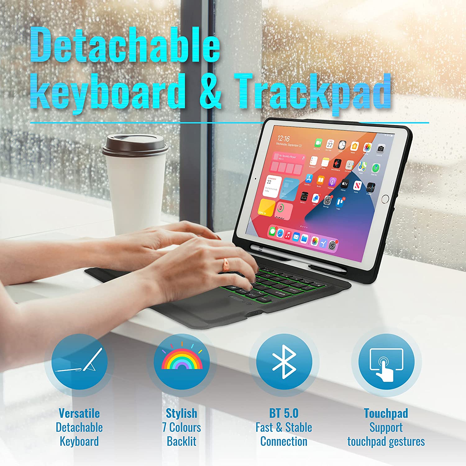 iPad 9 8 7th Gen Air 3 10.2 inch iPad Pro 10.5inch Detachable Keyboard Case