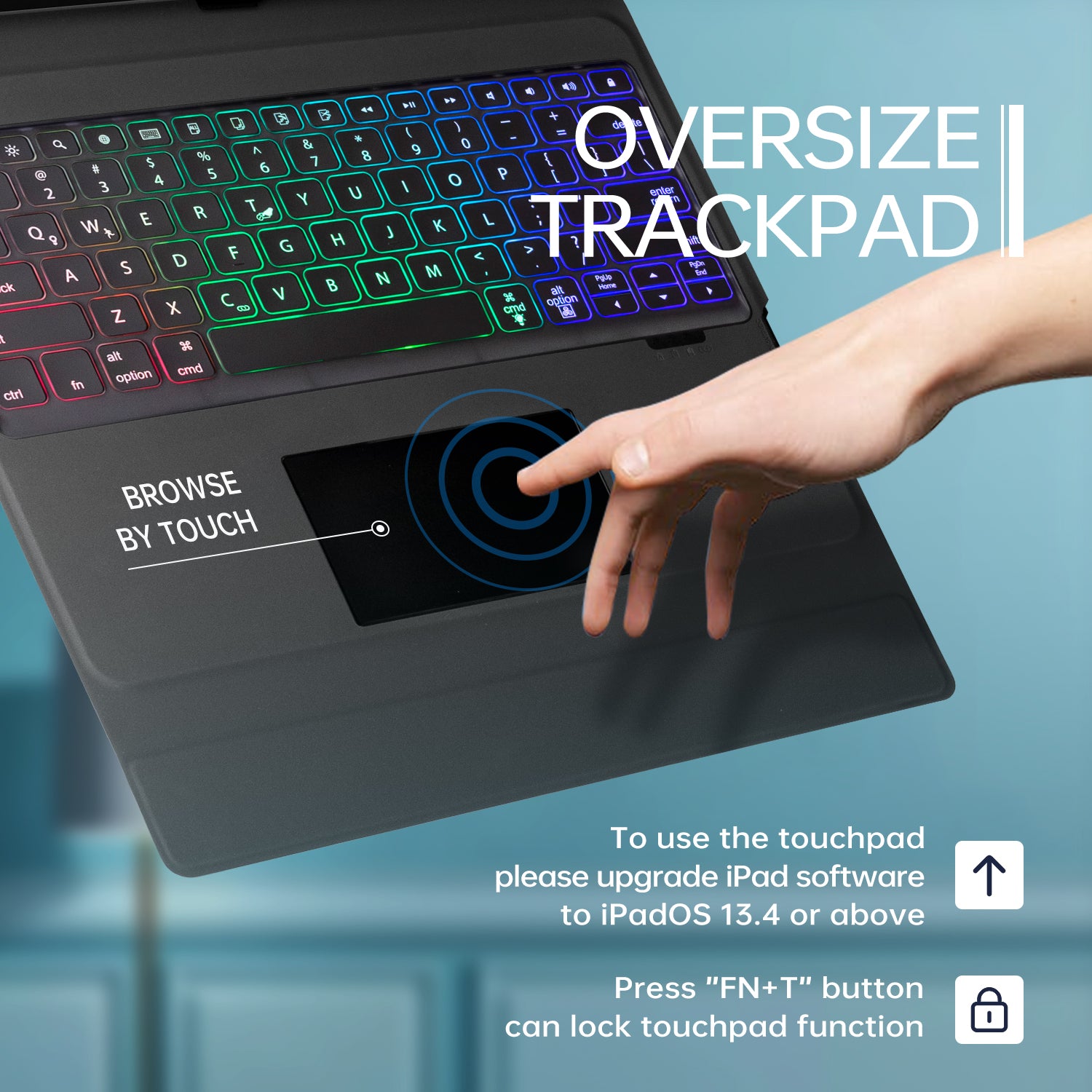iPad 3rd 4th 5th 6th Pro 12.9' inch keyboard case with trackpad