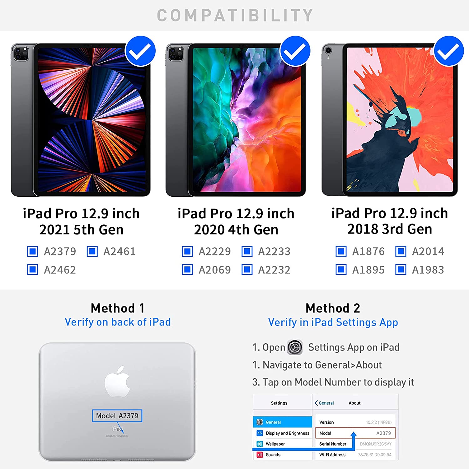 iPad Pro 3rd 4th 5th 6th Gen 12.9' Keyboard Case for with 360 Screen Rotate