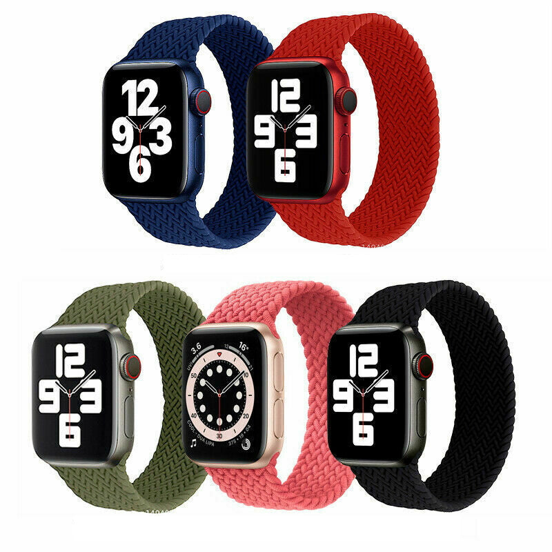 Braided Solo Loop Strap For Apple Watch Band Elastic Bracelet